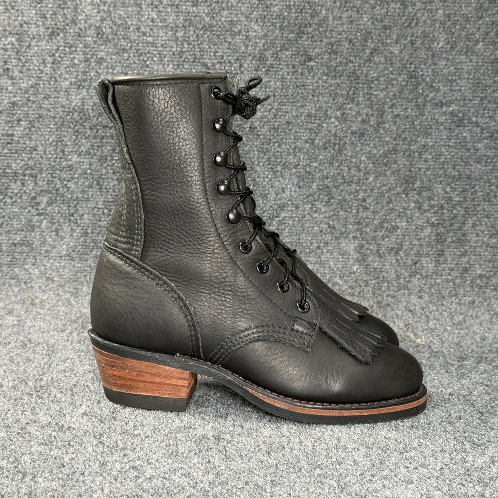 Durango Kiltie Roper Western Boots Women's 6.5 Black Leather Lace Up Witch Rodeo